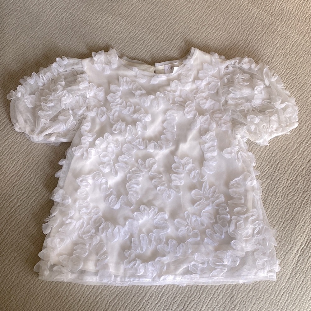 ZARA KIDS Short sleeve white chiffon top
